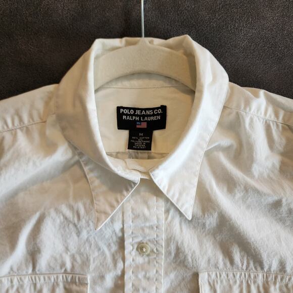 Polo Ralph Lauren White Button-Up M 20" Pit 19" Sleeve Cotton Blend - Picture 3 of 6